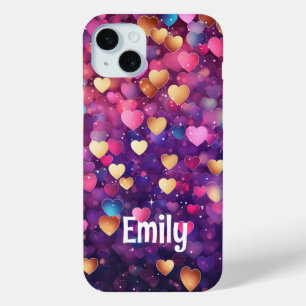 Romantische Moderne Liefde Harten Gepersonaliseerd iPhone 15 Mini Hoesje