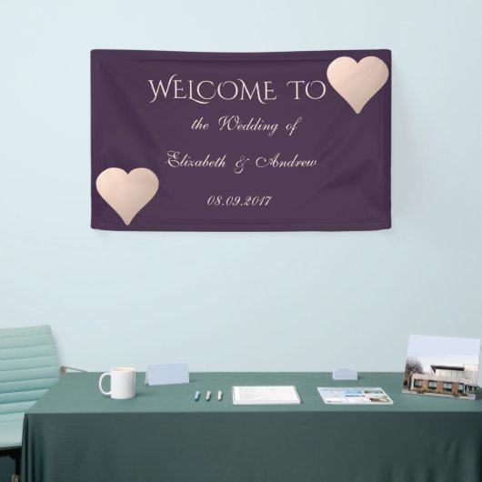 Romantische moderne stijlvolle harten trouwbanner spandoek (Beurs)