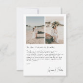 Romantische momenten moderne 3 foto bruiloft bedan bedankkaart (Voorkant)