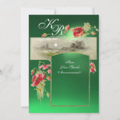 ROMANTISCHE MONOGRAAM / KLOPPEN, rood, jade groen Kaart (Achterkant)