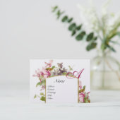 ROMANTISCHE MONOGRAM, Cyclamens roze groen goud Visitekaartje (Staand voorkant)