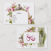 ROMANTISCHE MONOGRAM, Cyclamens roze groen wit Visitekaartje (Voorkant / Achterkant)