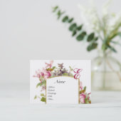 ROMANTISCHE MONOGRAM, Cyclamens roze groen wit Visitekaartje (Staand voorkant)