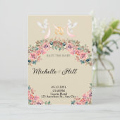 Romantische monogram huwelijksinitialen kaart (Staand voorkant)