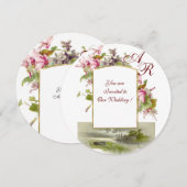 ROMANTISCHE MONOGRAM, ROZE CYCLAMEN, bloem Kaart (Voorkant / Achterkant)