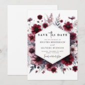 Romantische mooie Bourgondische bruiloft Save The Date (Voorkant / Achterkant)