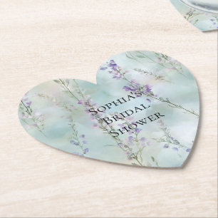 Romantische mooie paarse bloemen bruiloftsdouche kartonnen onderzetters