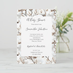 Romantische mooie witte bloeiende boom baby shower kaart