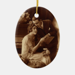Romantische muziek, liefde en Romance Lovers Keramisch Ornament