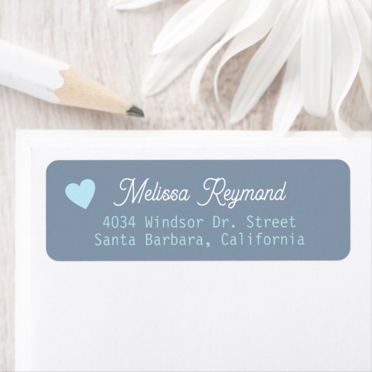 Romantische naam Stusty Blue Address Label met har (Insitu)