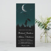 Romantische nachtelijke hemel, maan en vallende st kaart (Staand voorkant)