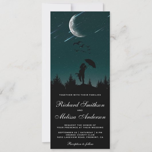 Romantische Nachtelijke Lucht, Maan & Vallende Ste Kaart (Voorkant)