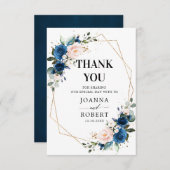 Romantische Navy Blauwe Blosemtak Roos Bloemige Ge Bedankkaart (Voorkant / Achterkant)