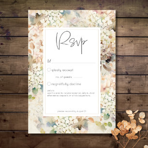 Romantische Neutrale  Hortensia's Trouwen RSVP Kaartje