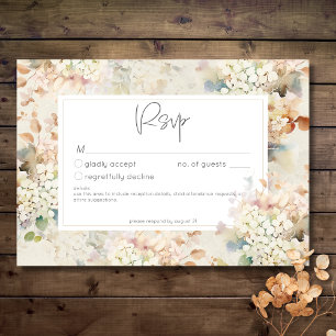 Romantische Neutrale Hortensia's Trouwen RSVP Kaartje
