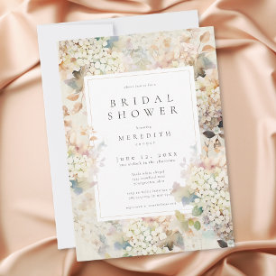 Romantische Neutrale Vintage Hydrangea Bruiloftsbo Kaart
