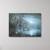 ROMANTISCHE NOCTURNE LANDSCHAP IN BLAUW CANVAS AFDRUK (Voorkant)