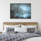ROMANTISCHE NOCTURNE LANDSCHAP IN BLAUW CANVAS AFDRUK (Insitu (Slaapkamer))