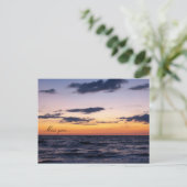 Romantische oceaanzonsondergang briefkaart (Staand voorkant)