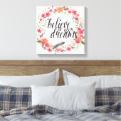 Romantische Oleander Vogel Roze Bloemen Dromen Canvas Afdruk (Insitu (Slaapkamer))