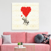 Romantische olifant en hartballonnen canvas afdruk (Insitu (Woonkamer))