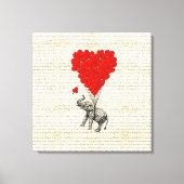 Romantische olifant en hartballonnen canvas afdruk (Voorkant)