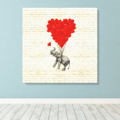 Romantische olifant en hartballonnen canvas afdruk (Insitu (Houten vloer))
