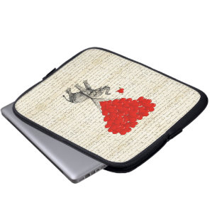 Romantische olifant en hartballonnen laptop sleeve