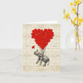 Romantische olifant & hartballonnen kaart (Gele Bloem)