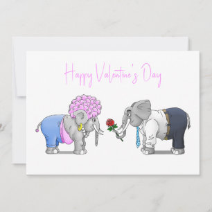 Romantische Olifanten Valentijnsdag Feestdagenkaart