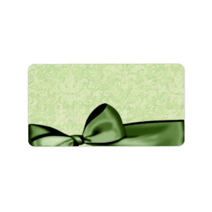 Romantische Olijf Groene Faux Satijn Bow Bruiloft Etiket