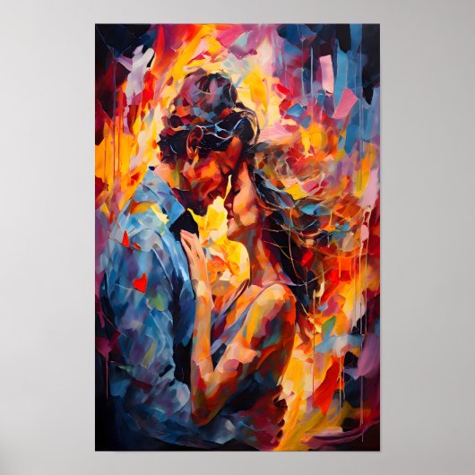 Romantische Omhelzing Abstract Expressionisme Poster (Voorkant)