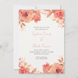 Romantische Oranje Rozen Zomer Off White Bruiloft Kaart
