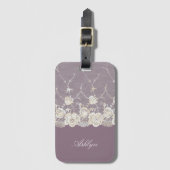 Romantische orchidee Paarse bloem Bagagelabel (Voorkant (verticaal))