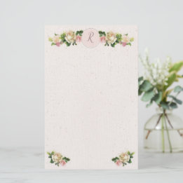 Romantische Oude Rozen Monogram Stationery Briefpapier
