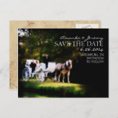 Romantische paardenkoets Save the Date Aankondigingskaart (Voorkant / Achterkant)