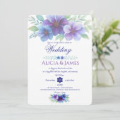 Romantische Paarse Blauwe Botanische Waterverf bru Kaart (Staand voorkant)