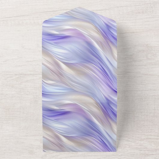 Romantische Paarse Blauwe Parel Swirls All In One Uitnodiging (Buitenkant)