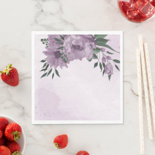 romantische paarse bloemen botanisch servet