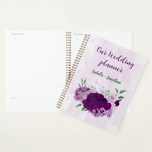 Romantische paarse bloemen bruiloft planner (Display)