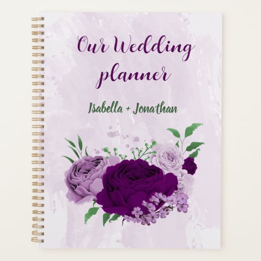 Romantische paarse bloemen bruiloft planner (Voorkant)
