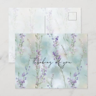  Romantische Paarse Bloemen Denken aan jou Briefkaart
