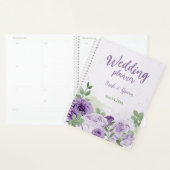 romantische paarse bloemen groen bruiloft planner (Display)