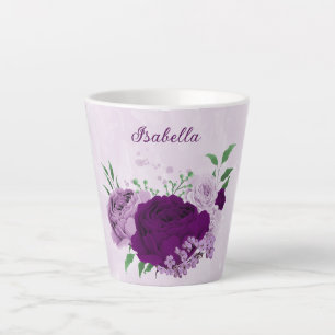 Romantische paarse bloemen groen  latte mok