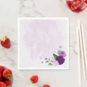 Romantische paarse bloemen groen trouwdag servet