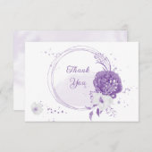 romantische paarse botanische bruiloft bedankkaart (Voorkant / Achterkant)