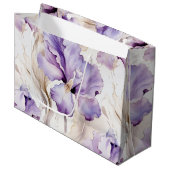 Romantische Paarse Crème Iris Bloemige Bruidsdouch Groot Cadeauzakje (Voorkant Gekanteld)