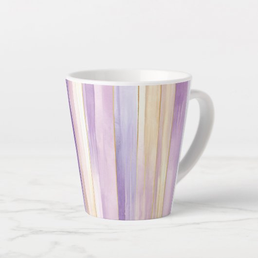 Romantische Paarse Crème Iris Stripes Vrijgezellen Latte Mok (Rechterhoek)