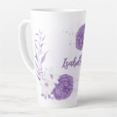 Romantische paarse en witte bloemen  latte mok (Linkerhoek)