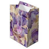Romantische Paarse Gouden Iris Bloemen Huwelijk Medium Cadeauzakje (Voorkant Gekanteld)